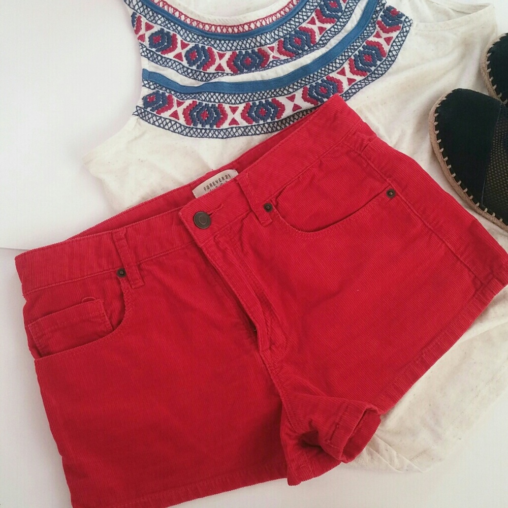 Forever 21 Red Corduroy Shorts