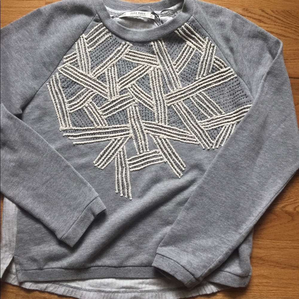 Zara Embellished Sweatshirt Size M
