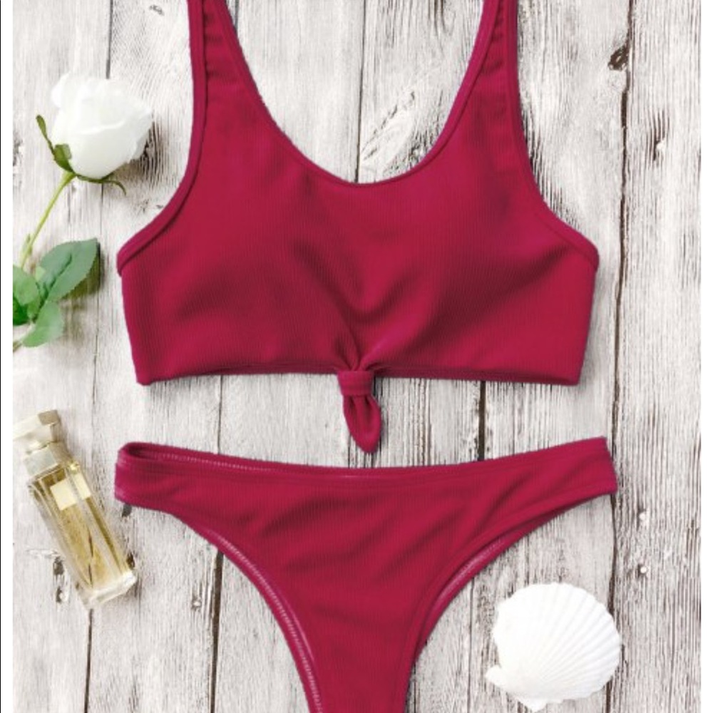 Zaful red tie front bikini NWT
