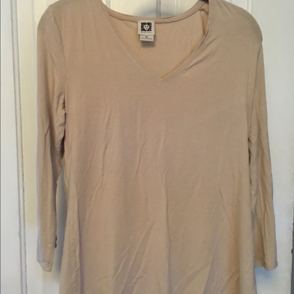 Anne Klein beige long sleeve top