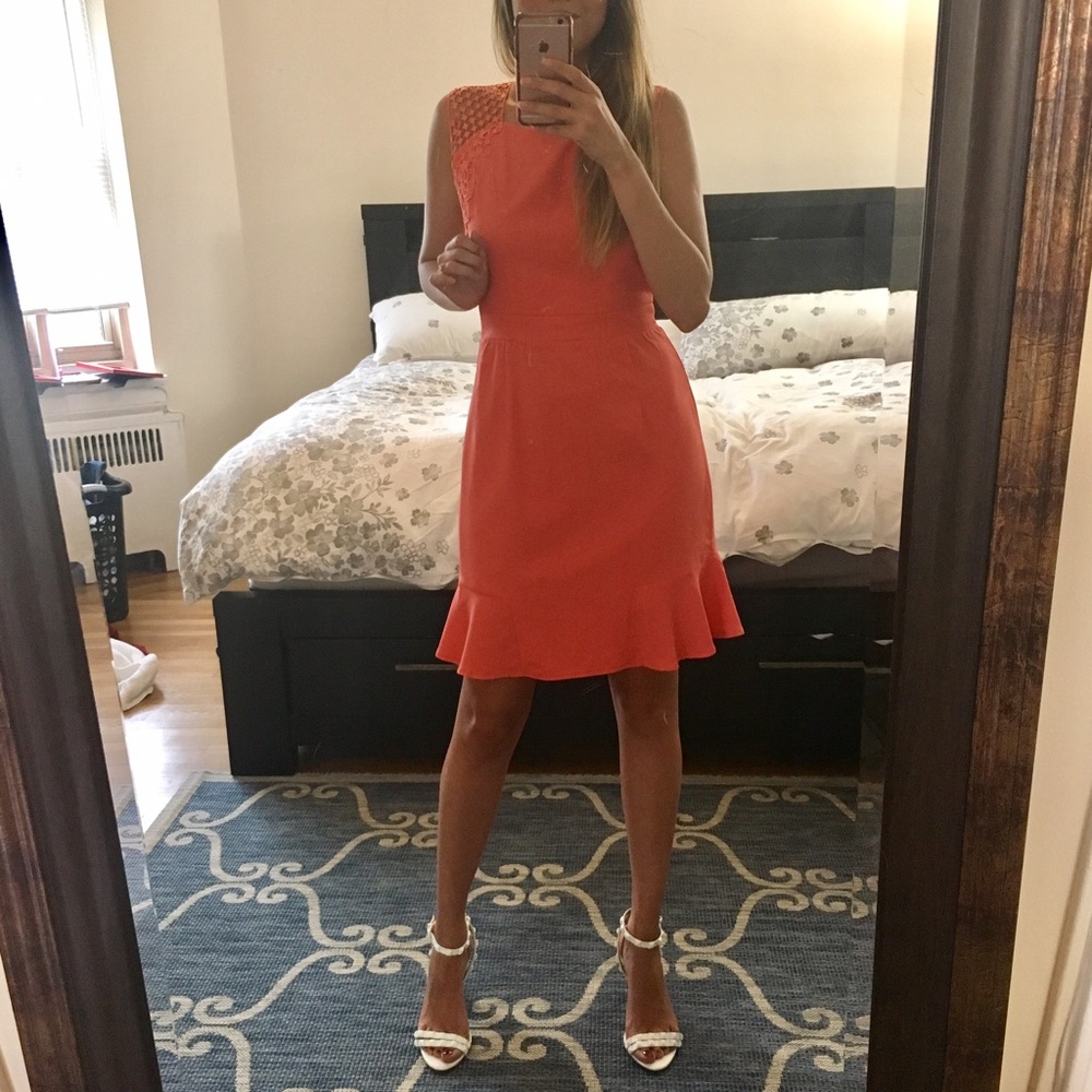 Coral Dress with Lace details