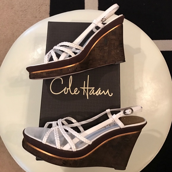Cole Haan 9B Ginger Air Sandal White Patent Shoe - Picture 1 of 4