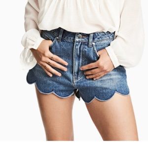 High waisted scalloped shorts