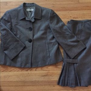 Tahari gray suit.