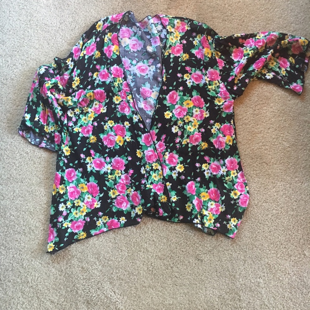 Coverup, Vintage Flower Print w/Bell Sleeves