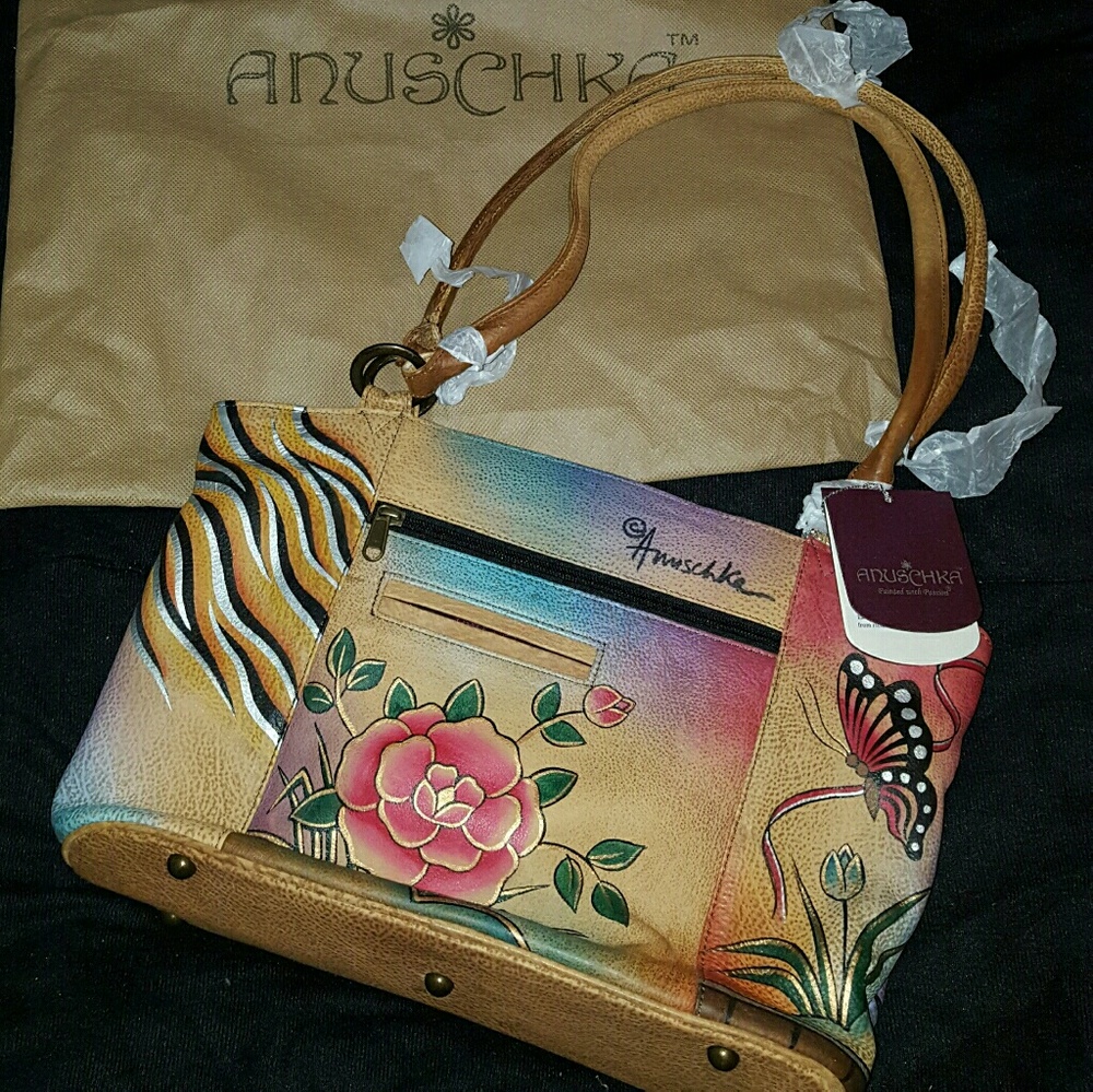 Hand painted anuschka large organizer tote