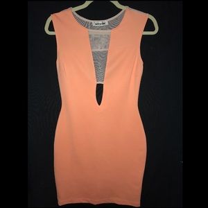 Very flattering orange/peach mini dress