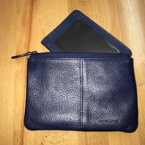 Genuine leather blue mini wallet