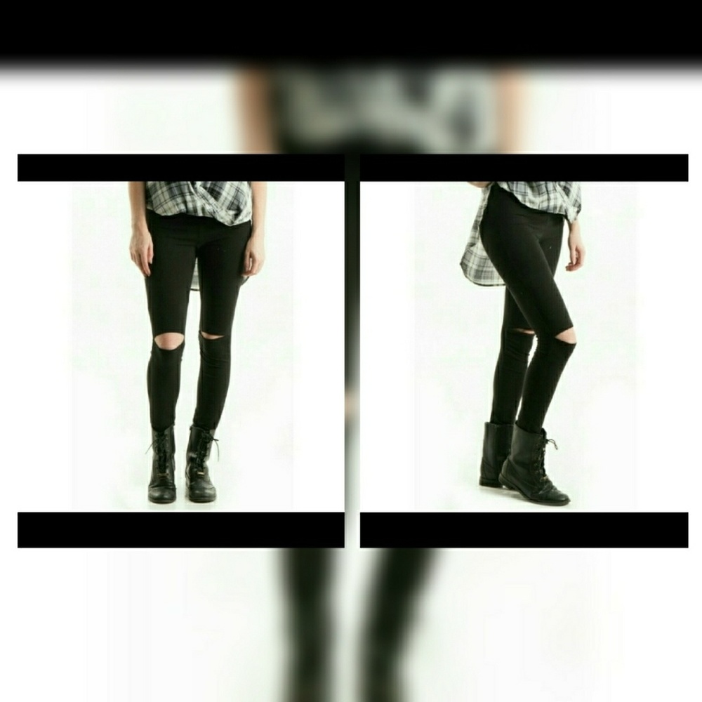 Black Knee Cut Out Lightweight Leggings