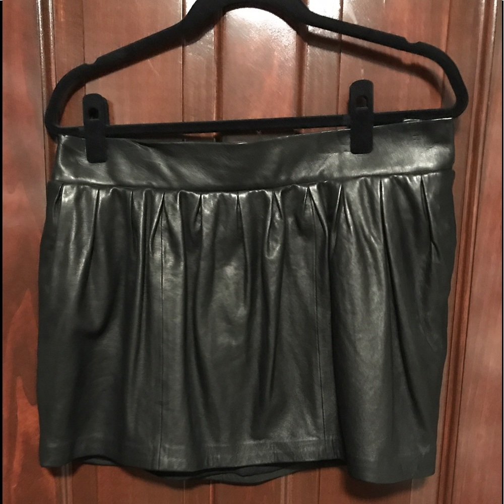 DVF Black Leather Skirt