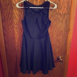 Navy blue sleeveless dress with mesh shoulder Sz 6