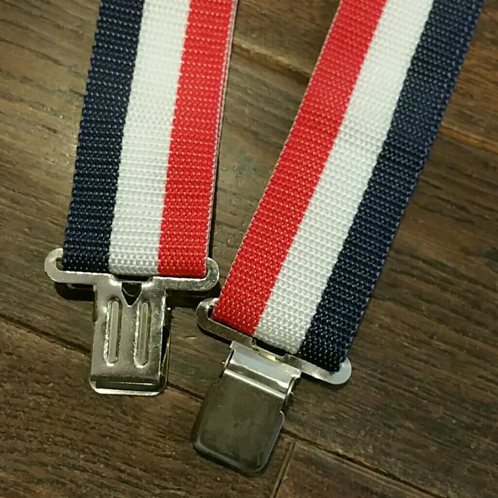 Red white and blue wide suspenders