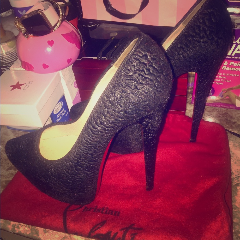 Christian louboutin daffodils astrakhan