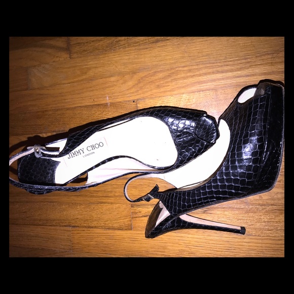 Jimmy Choo Python Peep Toe - Picture 1 of 1