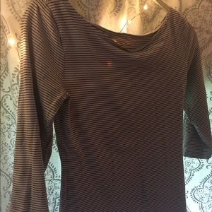 Striped Basic H&M Three Quarter Sleeve Top