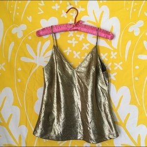 Max Mara gold metallic slip shirt tank top metal