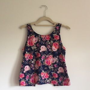 Xhilaration Floral Pattern Shirt with Back Cut-out