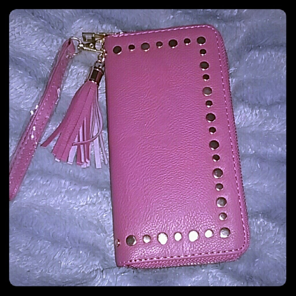 Pink and Gold Wristlet Clutch