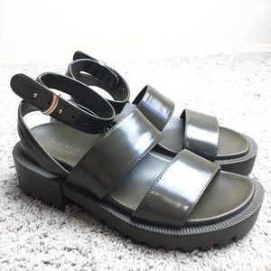 ZARA Trafaluc Olive Green Platform Sandals