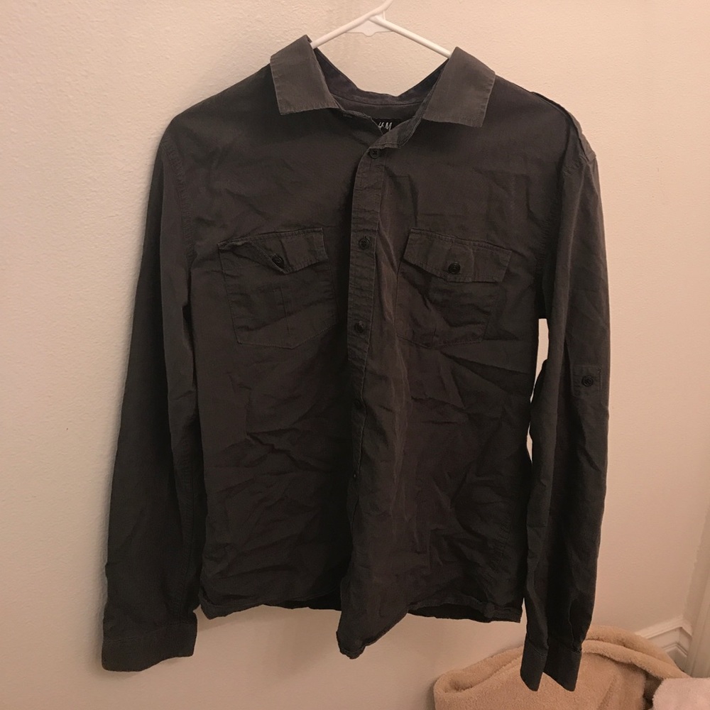 Dark green button down