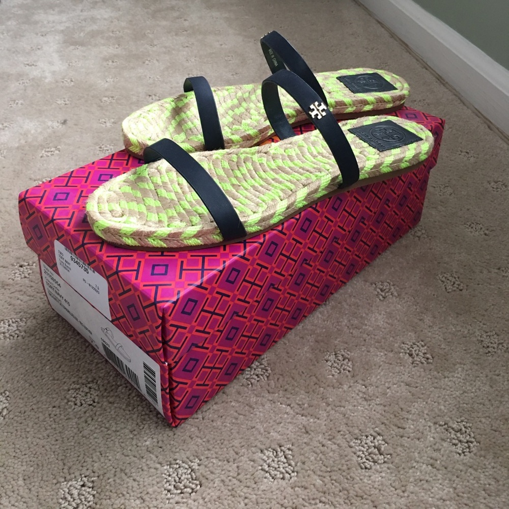 Tory Burch Two-Band Flat Espadrille Slide