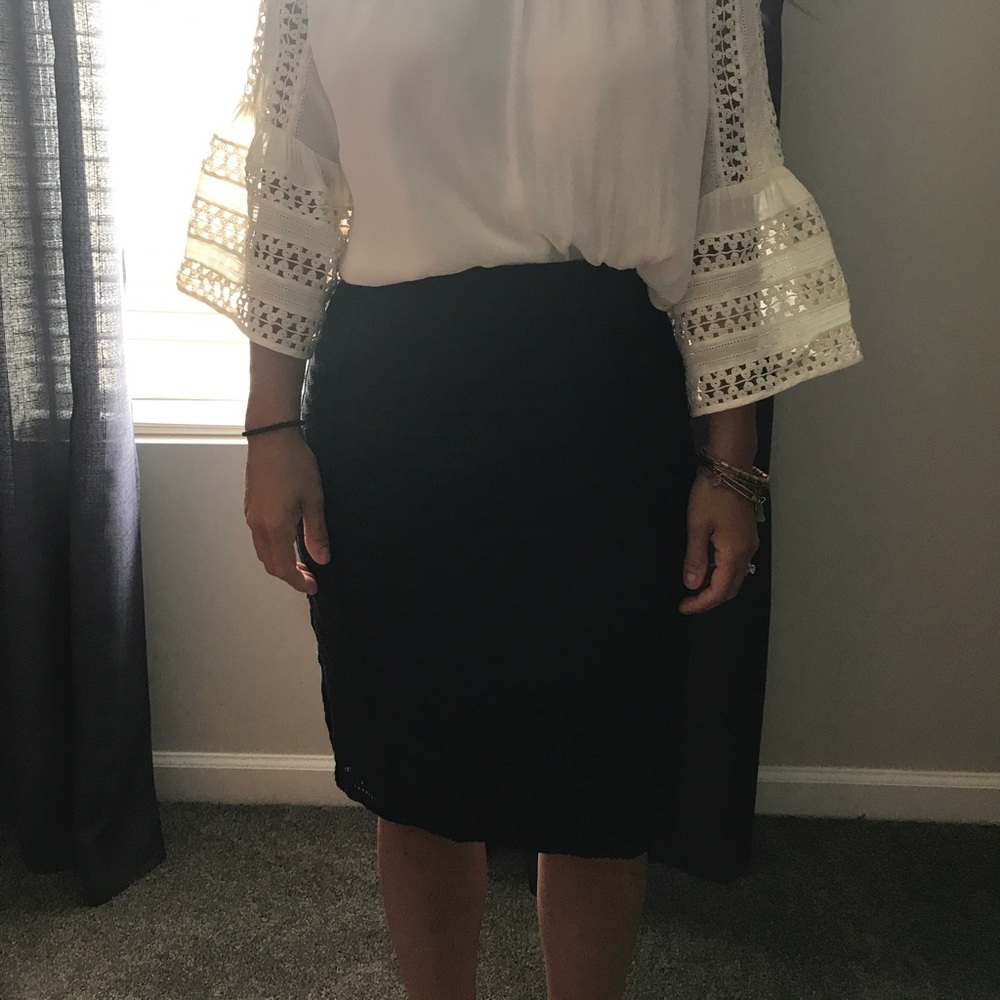 High waisted eyelet skirt