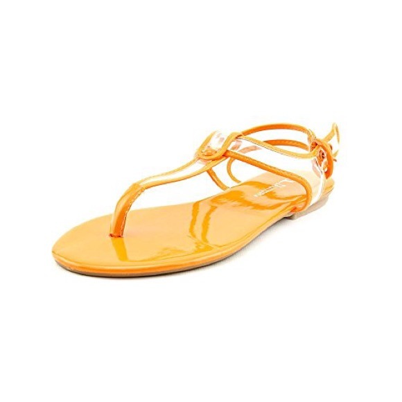 NIB Retro Jelly Clear/Orange Thong Sandals - Picture 4 of 6