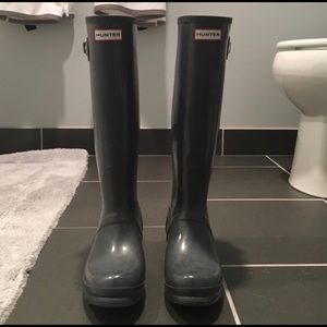 Gray Tall Hunter Rain Boots (Regular Calf)