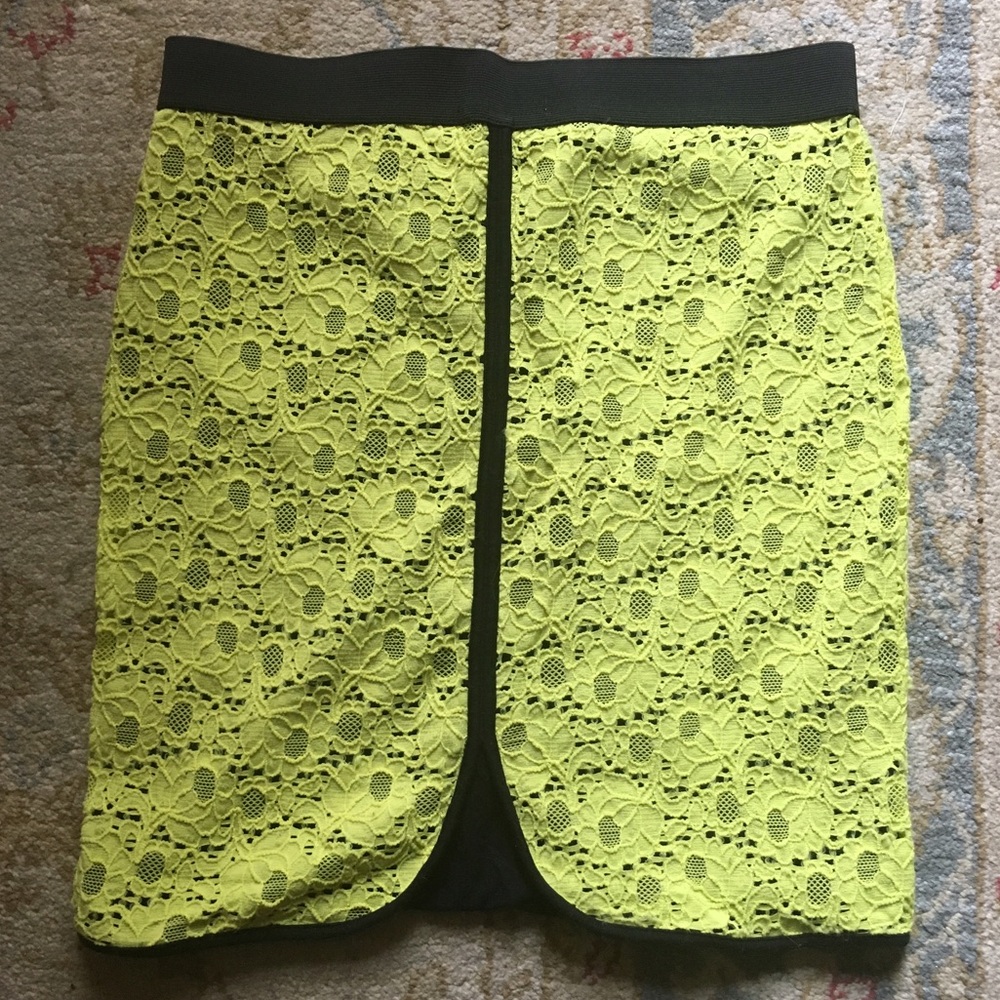 Lace Neon Green Skirt From Urban Outfitters