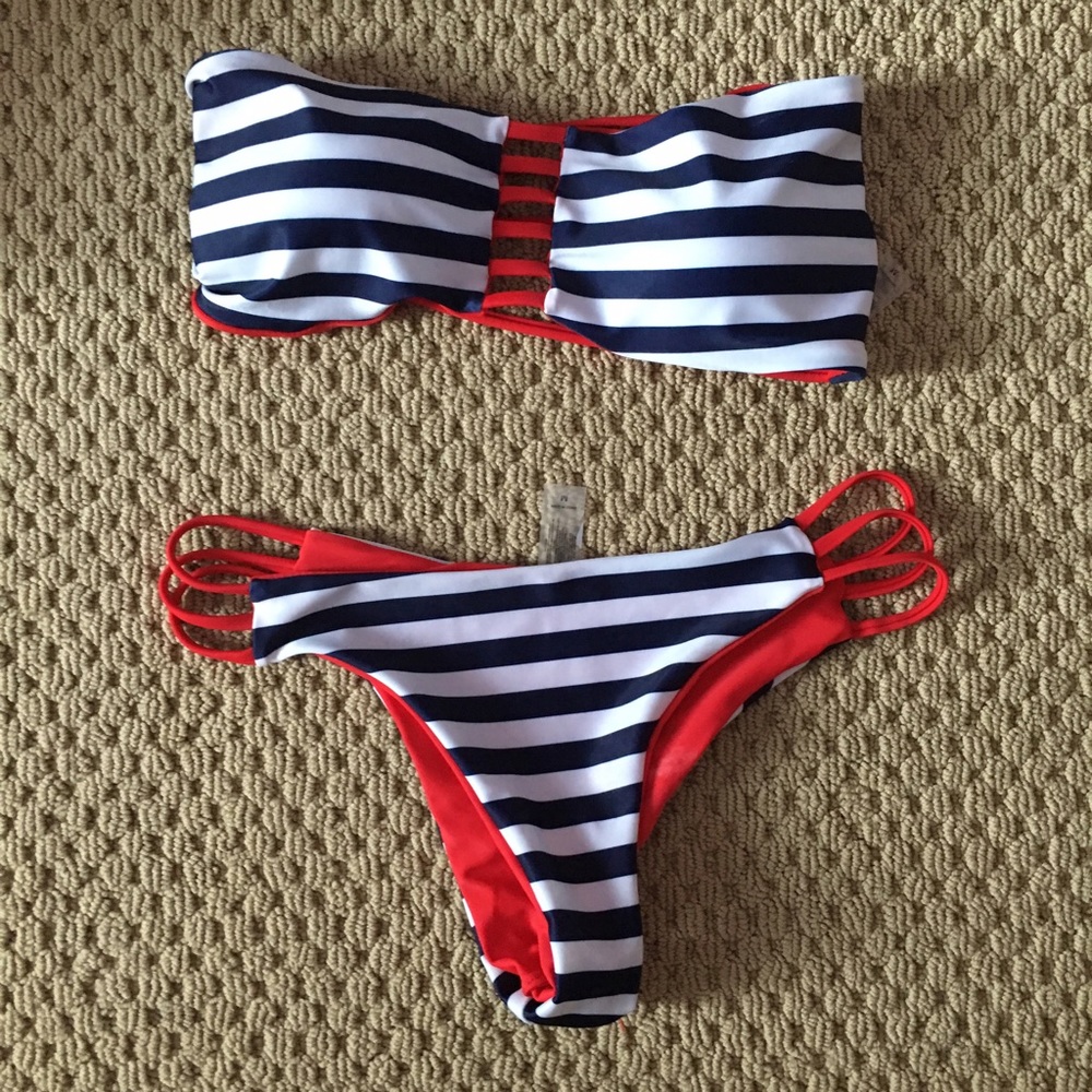 Stripped Fourth of July bathing suit
