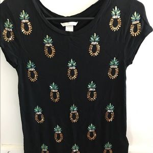 H&M sequin pineapple tee