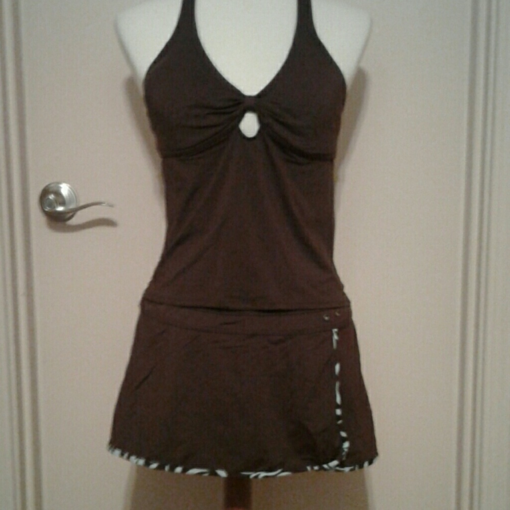 Brown and Blue Tankini