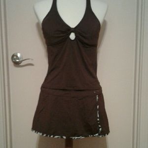 Brown and Blue Tankini