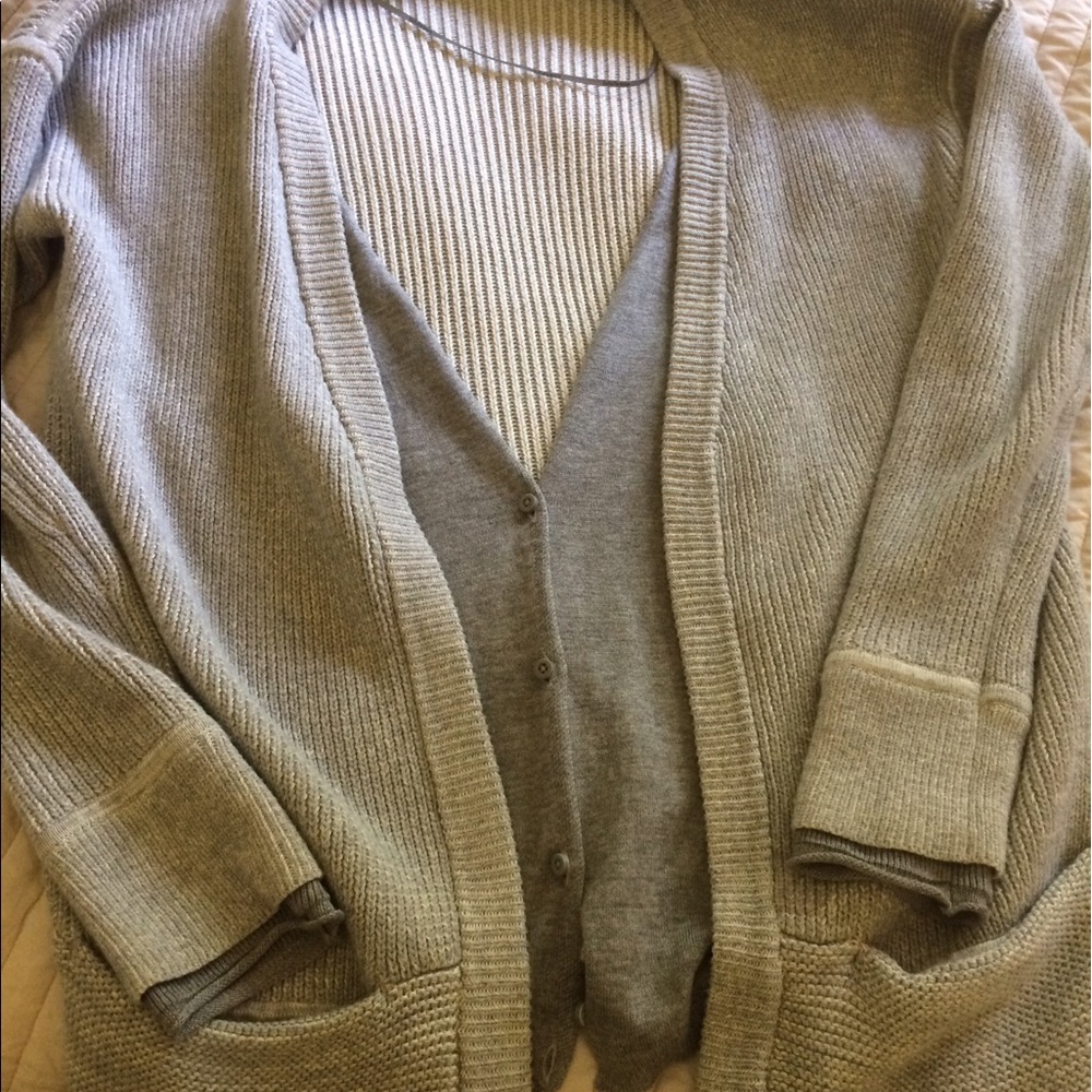 Lululemon sweater with built-in layered cardigan.
