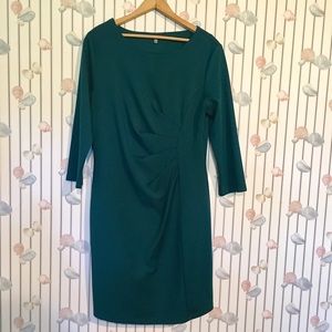 Spense Teal Side Ruched Knee Length Bodycon Dress