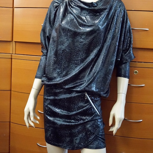 SNAKE SKIN FABRIC PARTY DRESS MADE IN EUROPE - Picture 3 of 5
