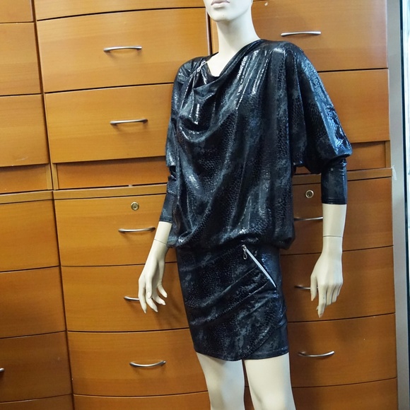 SNAKE SKIN FABRIC PARTY DRESS MADE IN EUROPE - Picture 2 of 5