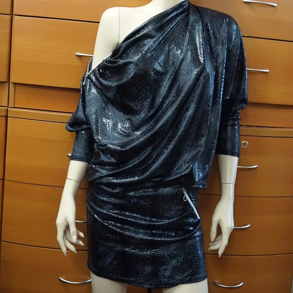 SNAKE SKIN FABRIC PARTY DRESS MADE IN EUROPE - Picture 4 of 5
