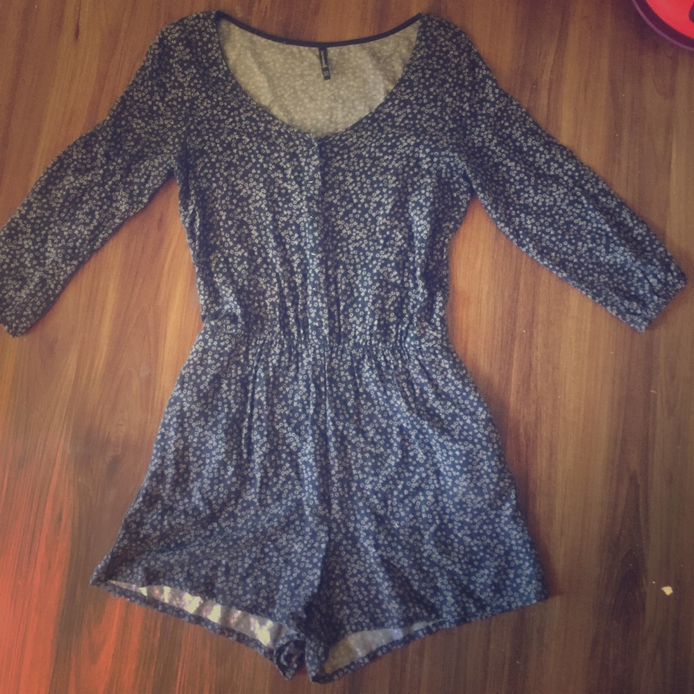 European Navy blue floral romper play suit onesie