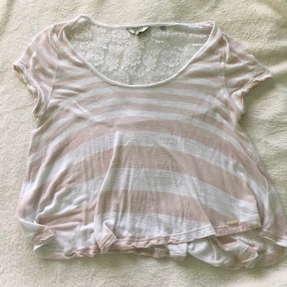 Pink and white striped t-shirt
