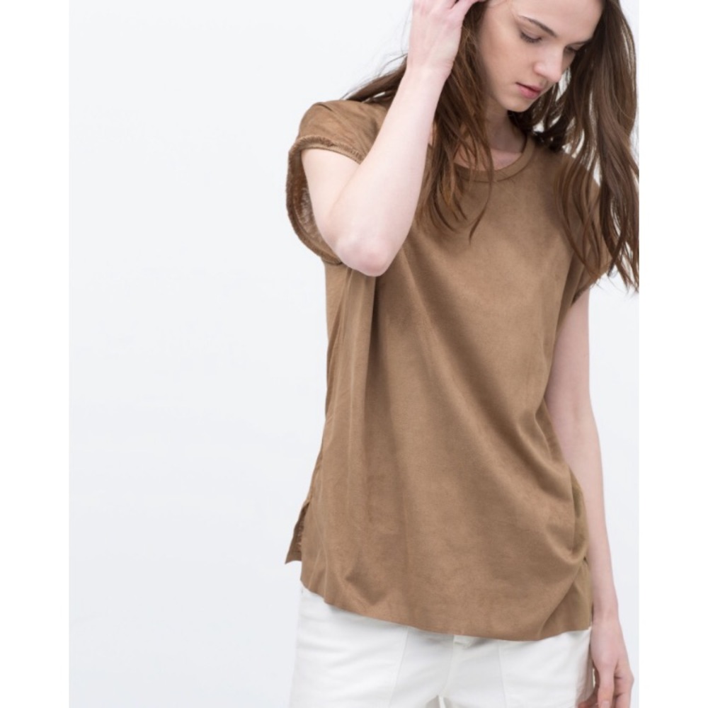 Zara Fringed Faux Suede T-Shirt (#24)
