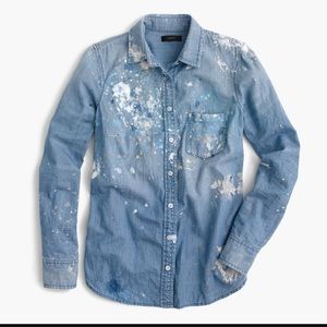 J. Crew Paint Splatter Chambray Shirt