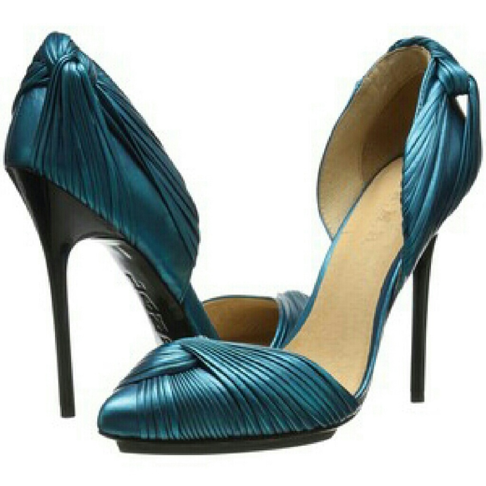 L.A.M.B Teal Metallic Pumps