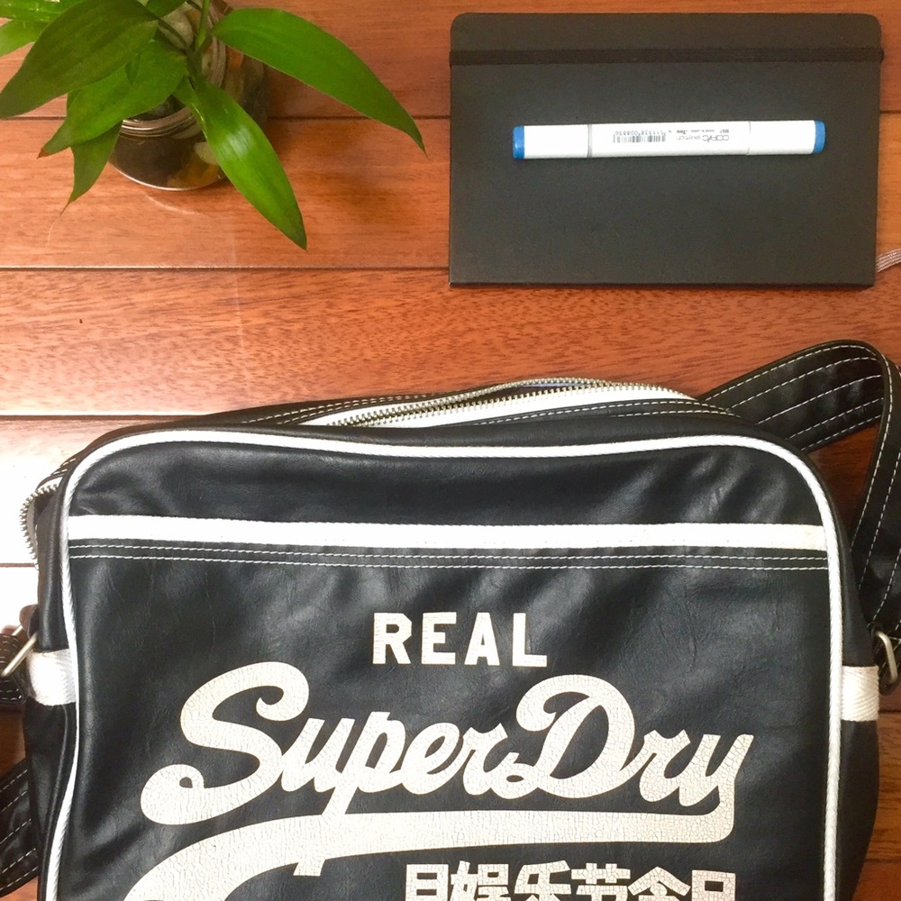 Superdry Black and White Alumni Bag