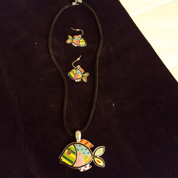 Enameled 2 Piece Jewelry Set🧡 - Picture 1 of 3