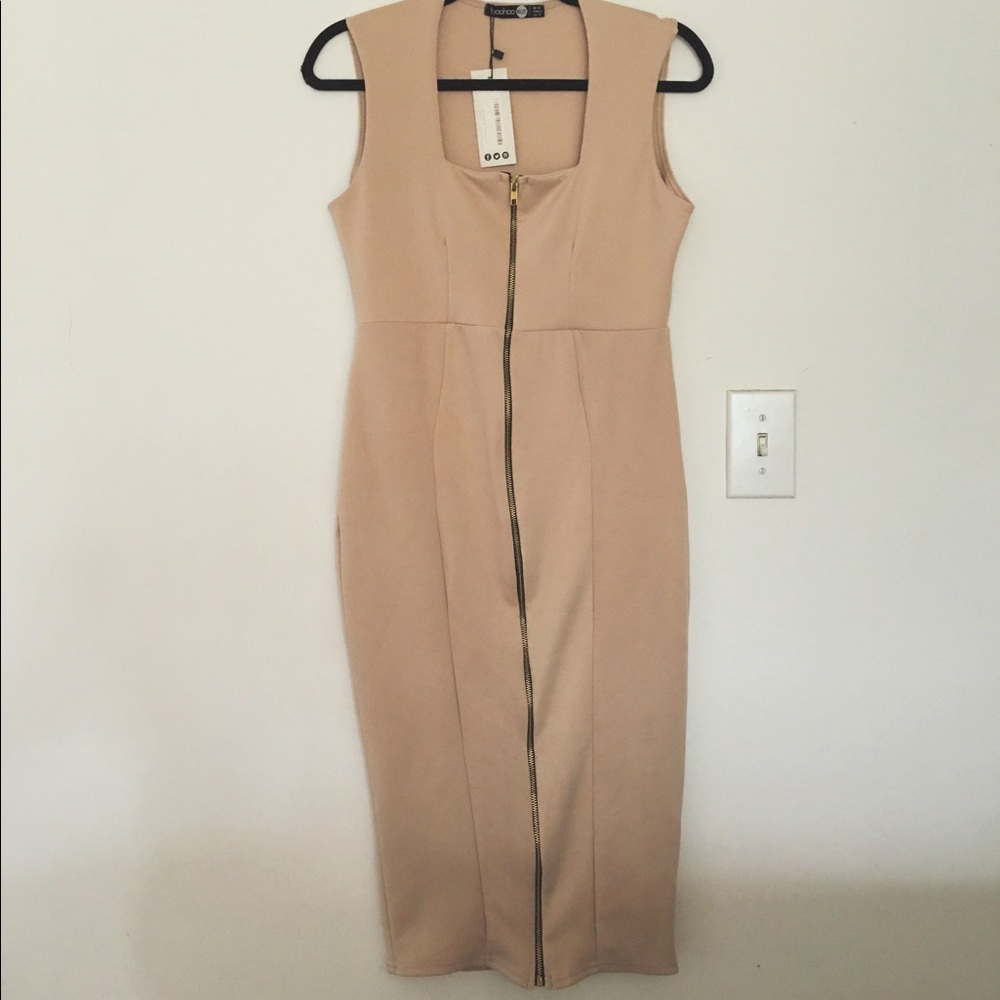 Boohoo Tan Bodycon Dress