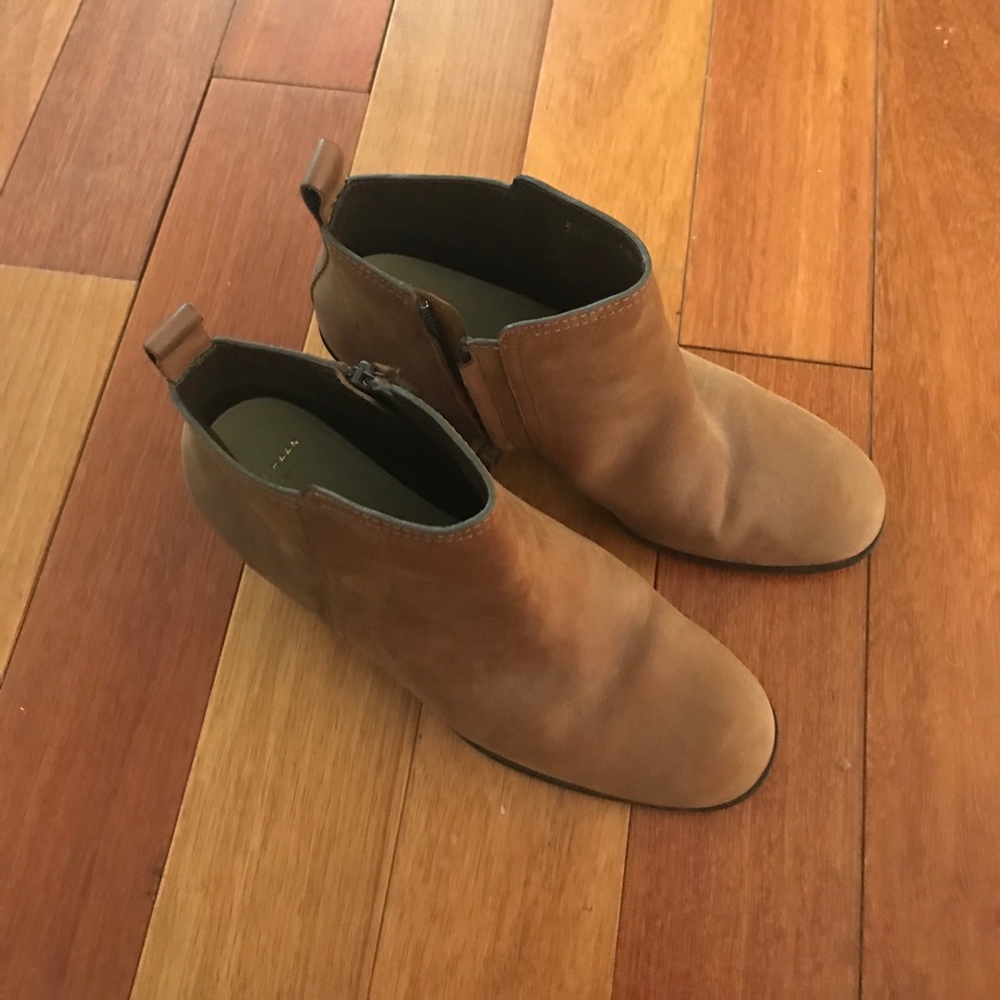 Cole Hann Sz 8.5 Leather Booties, brown, side zip