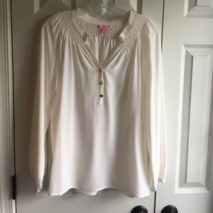 White Lilly Pulitzer silk Elsa blouse