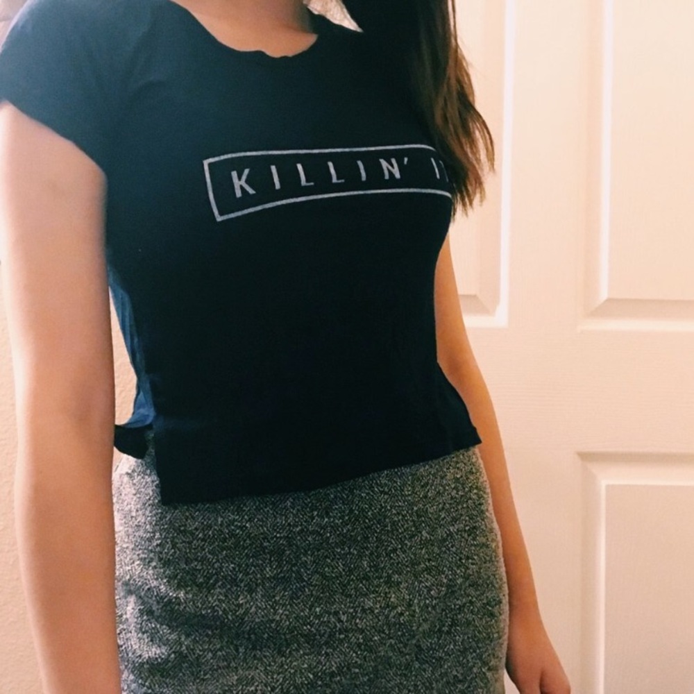 Killin' it. Nevy blue tee from brandy Melville.