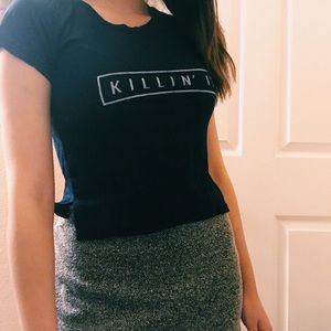 Killin' it. Nevy blue tee from brandy Melville.
